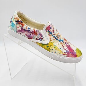 Bucketfeet Slip-on Skater Shoes Womens Rainbow Paint Splatter Sneakers Size 6M